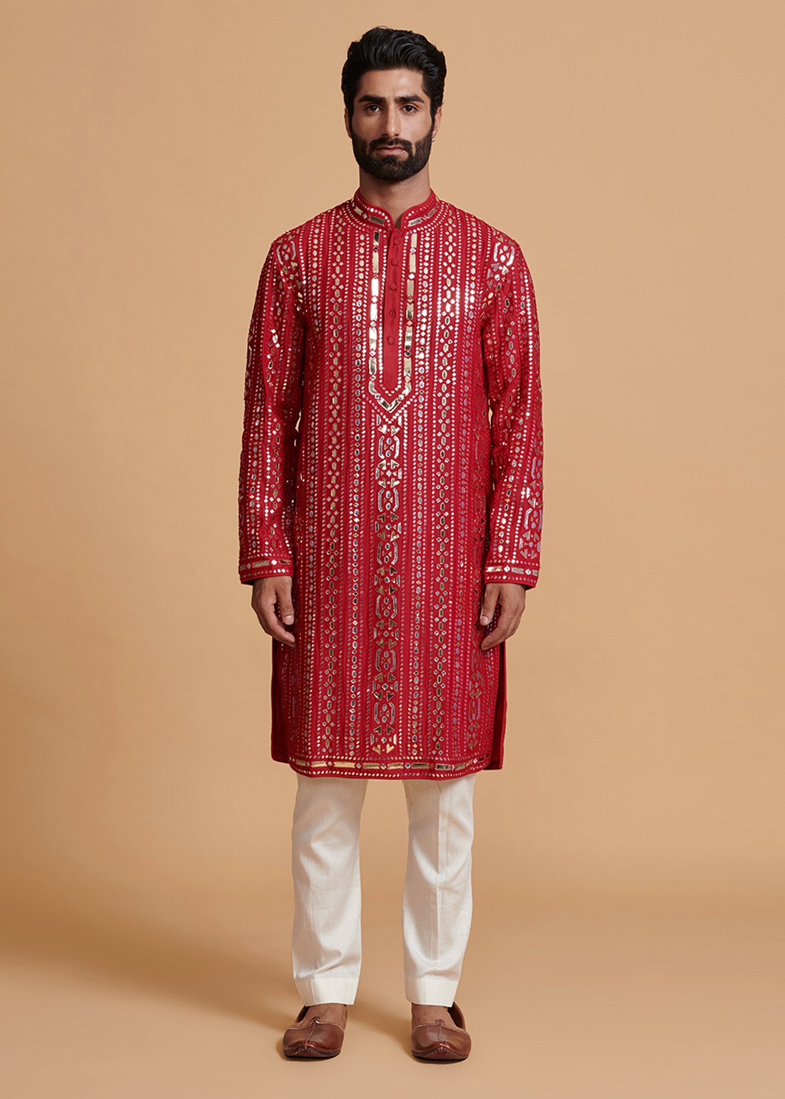 Maroon Mirror Kurta