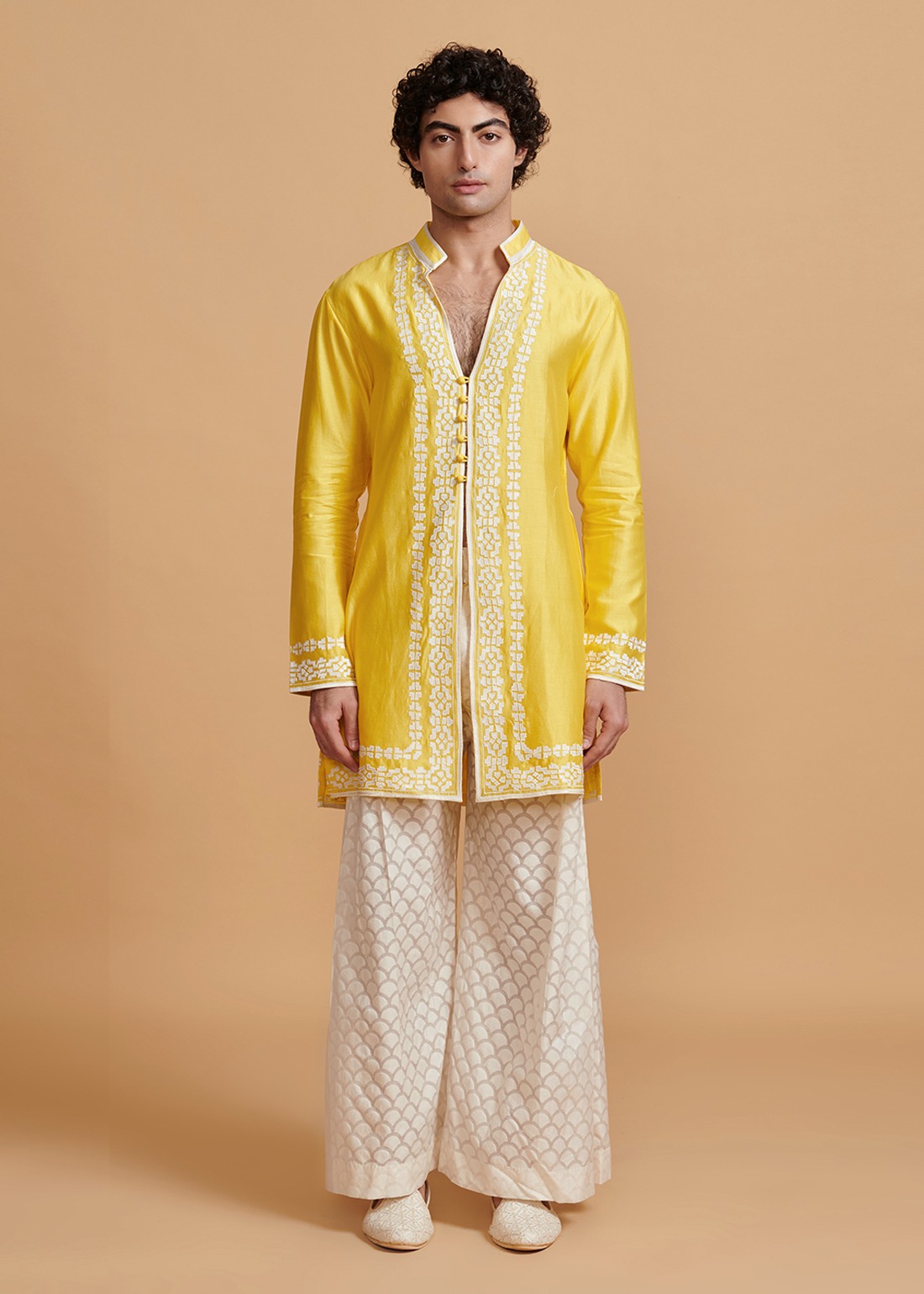 Lemon Yellow Applique Kurta