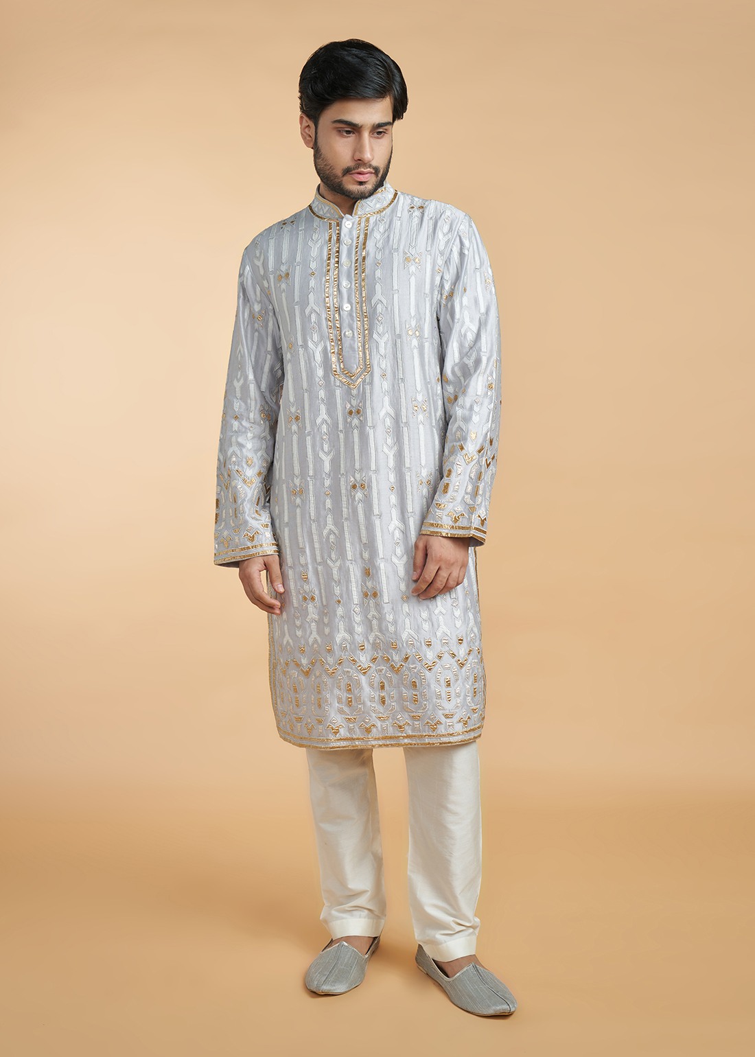 Grey Applique Kurta