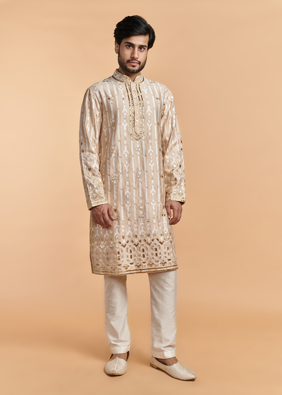 Beige Applique Kurta