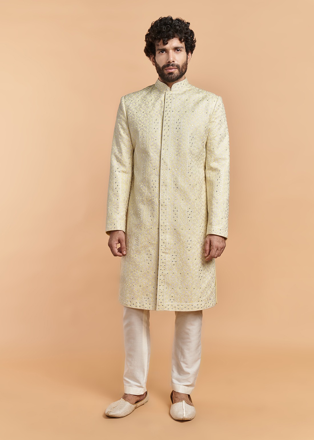 Yellow Aari Sherwani