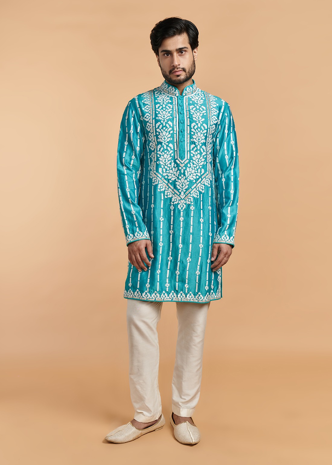 Turquoise Applique Kurta