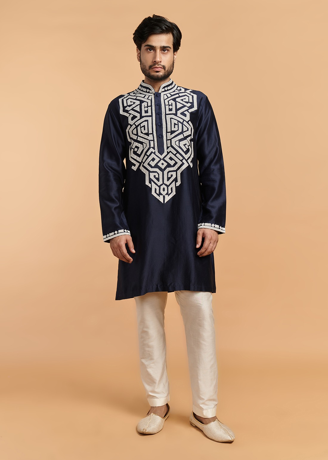 Navy Blue Applique Kurta