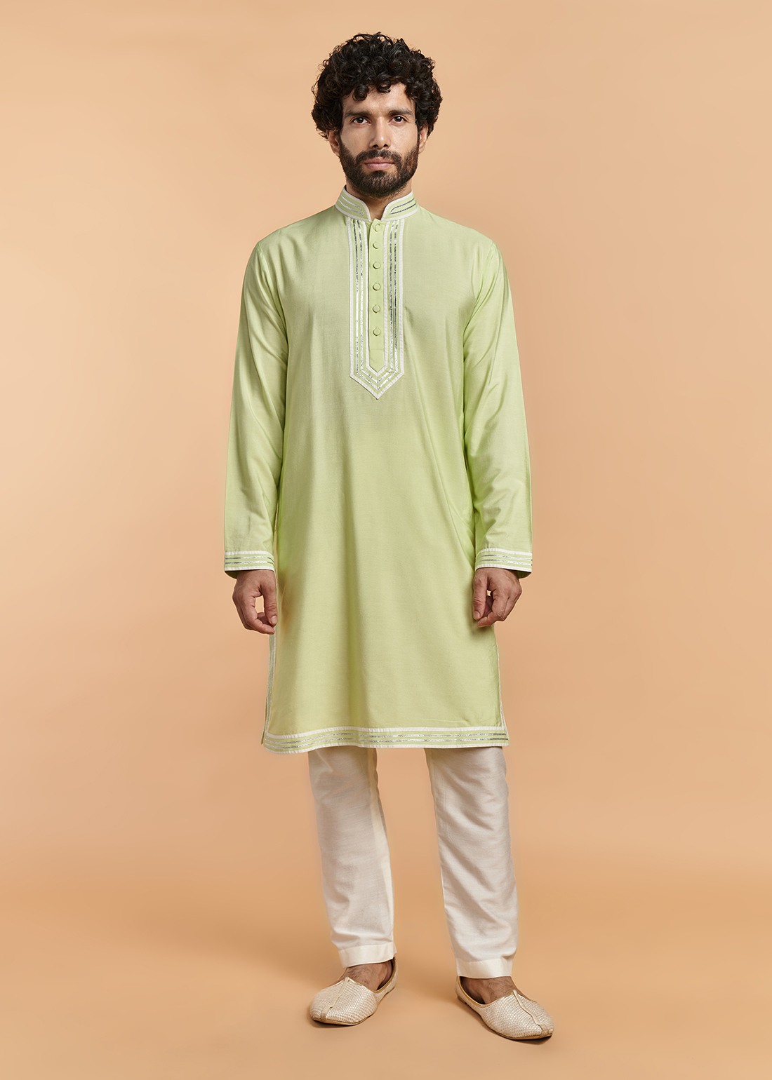 Pista Green Mirror Kurta