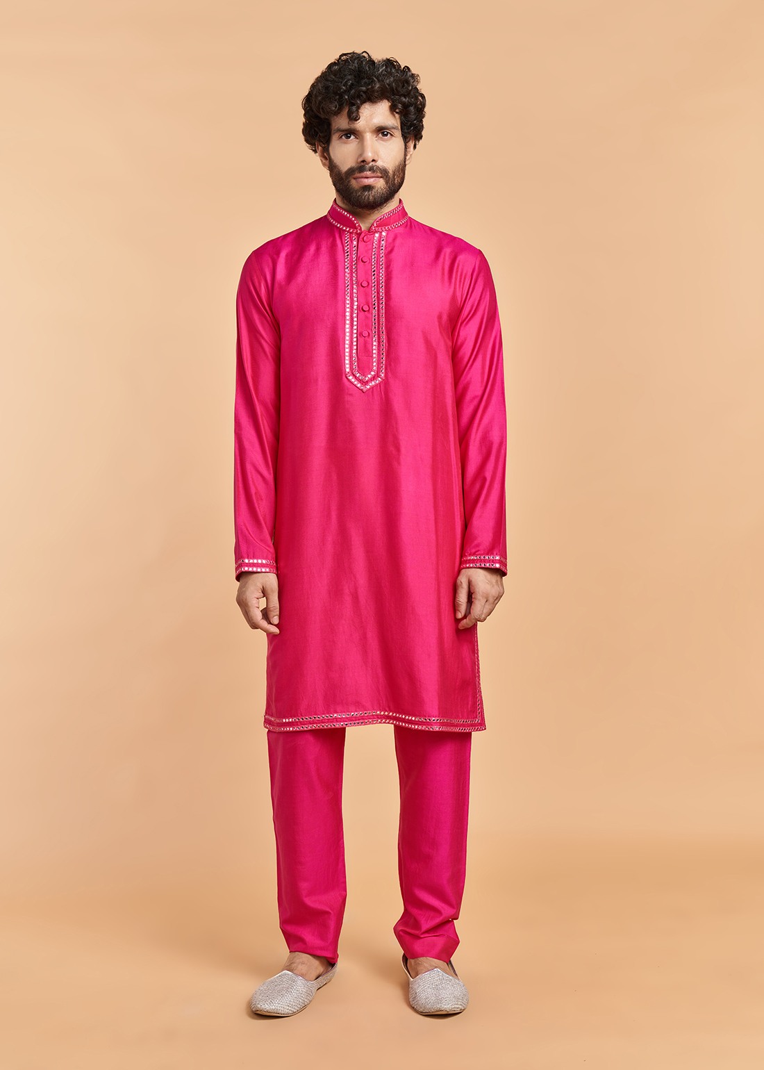 Pink Jaali-Mirror Kurta