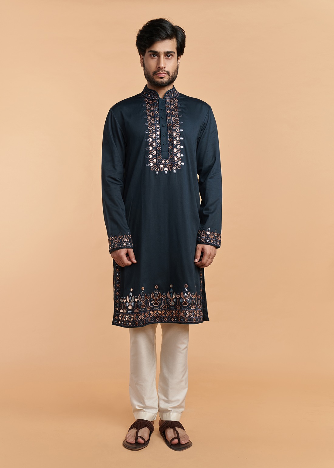 Navy Blue Metallic Mirror Kurta