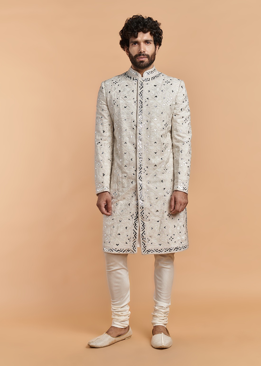 Off White Aari Sherwani