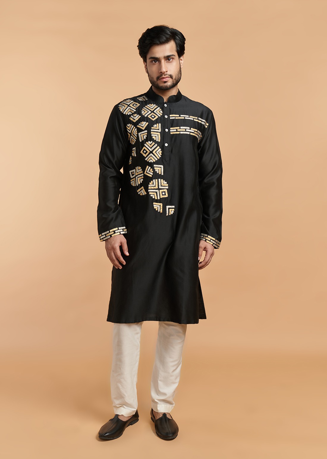 Black Gota Chanderi Kurta