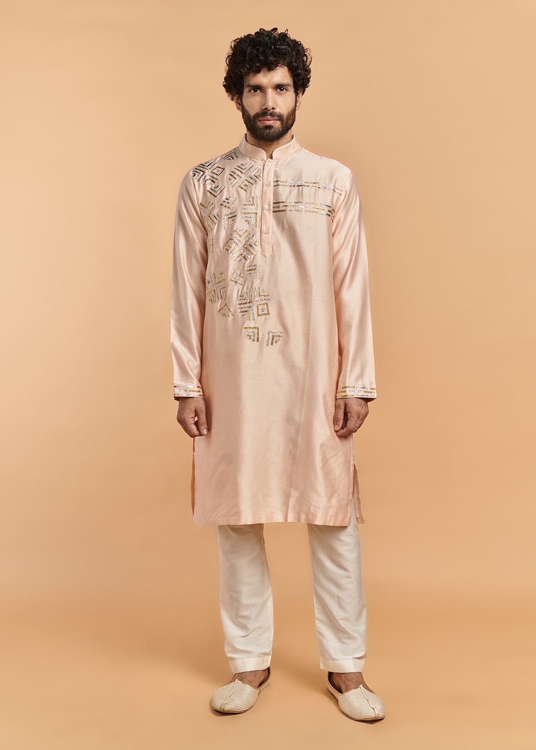 Peach Gota Chanderi Kurta