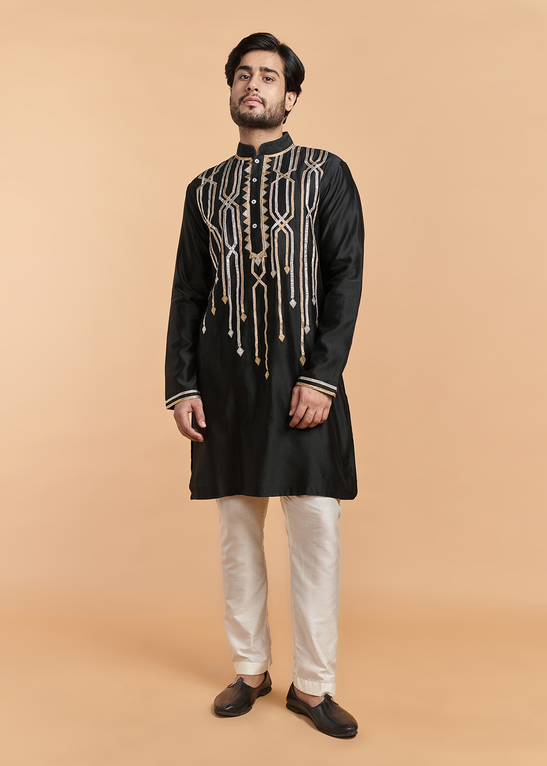 Black Gota Chanderi Kurta