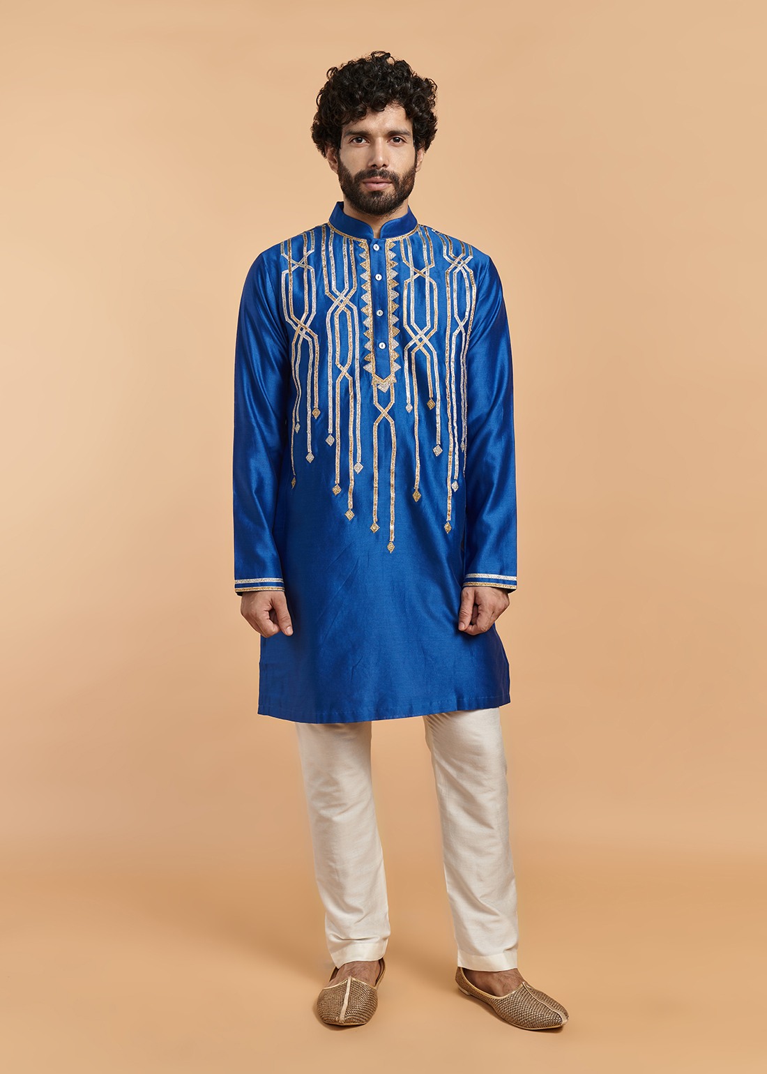 Blue Gota Chanderi Kurta