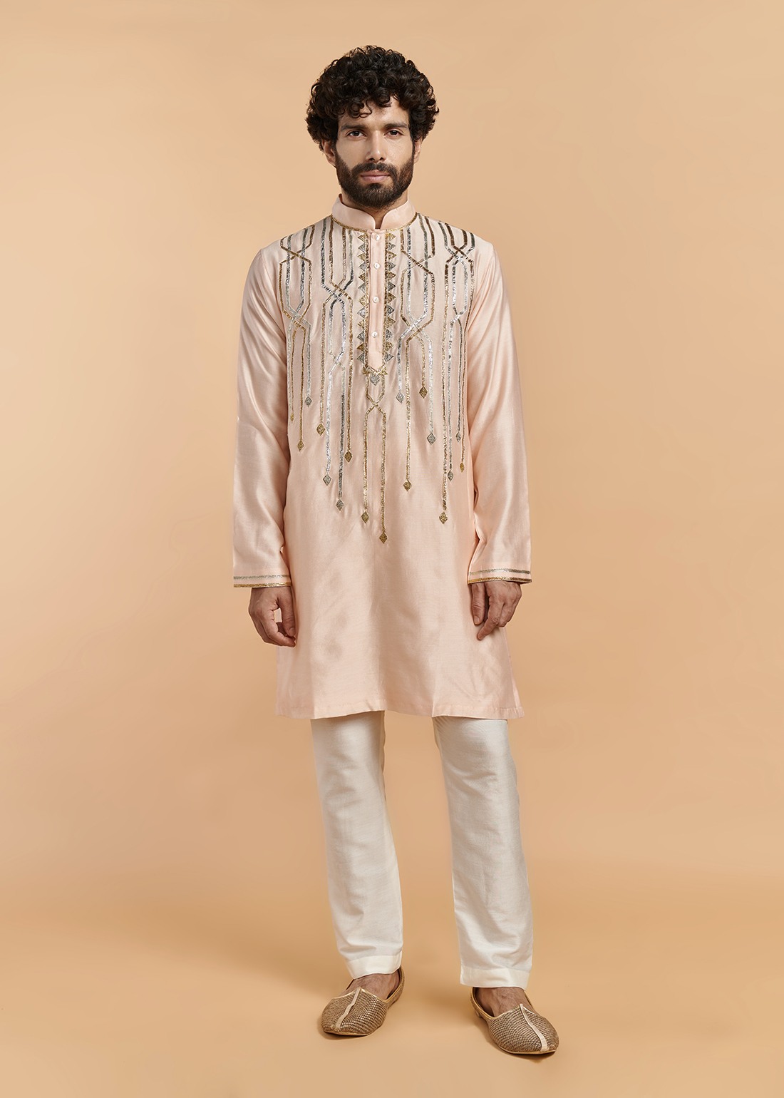 Peach Gota Chanderi Kurta