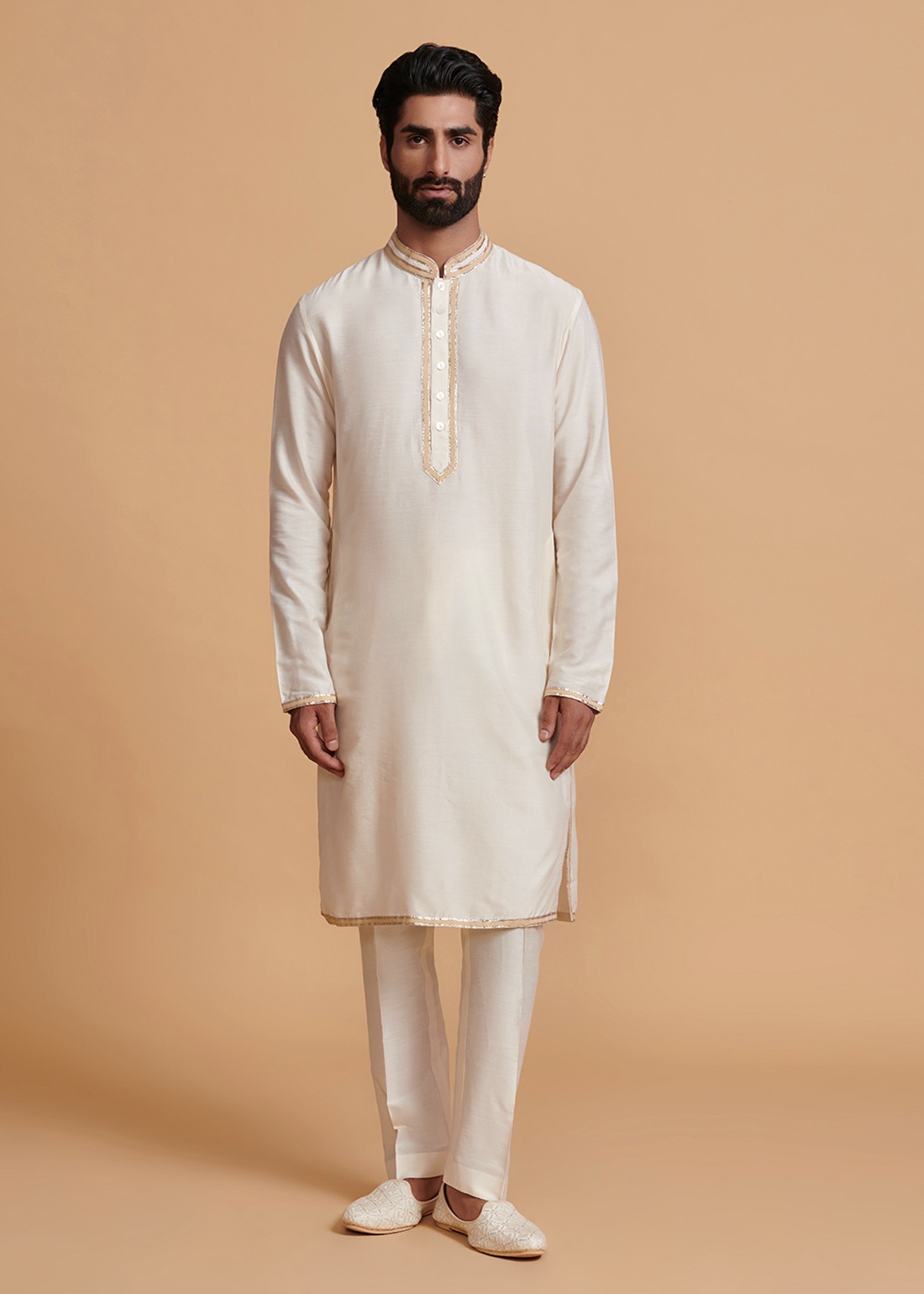 Off White Floral Kurta