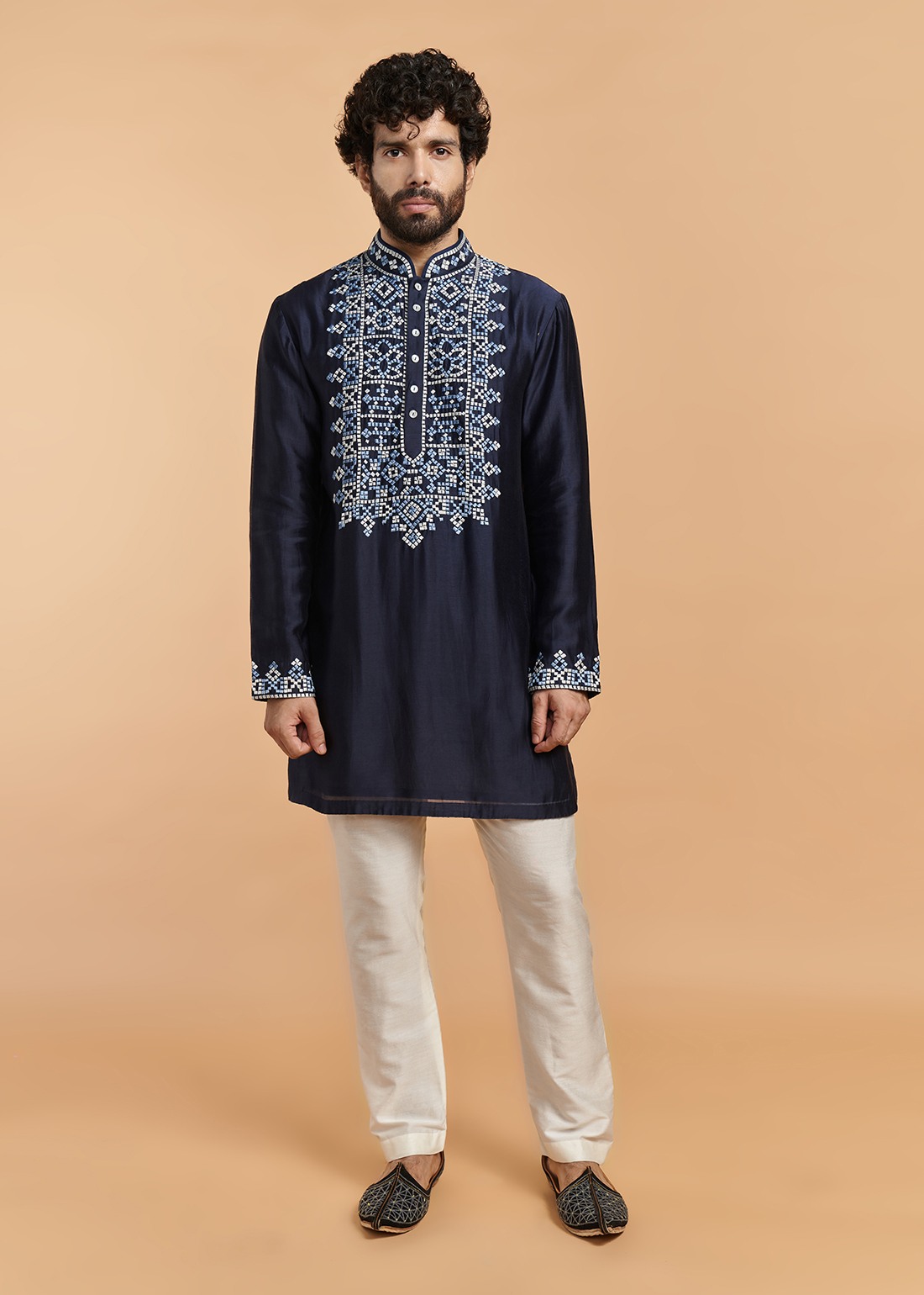 Navy Blue Bandhini Kurta