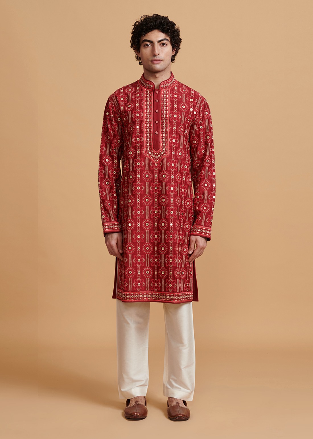 Red Bandhani Kurta