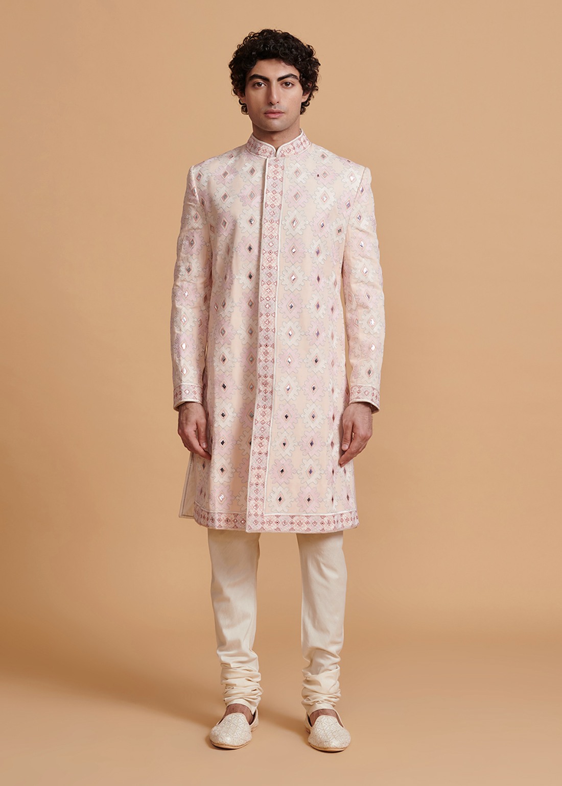 Peach Aztec Sherwani