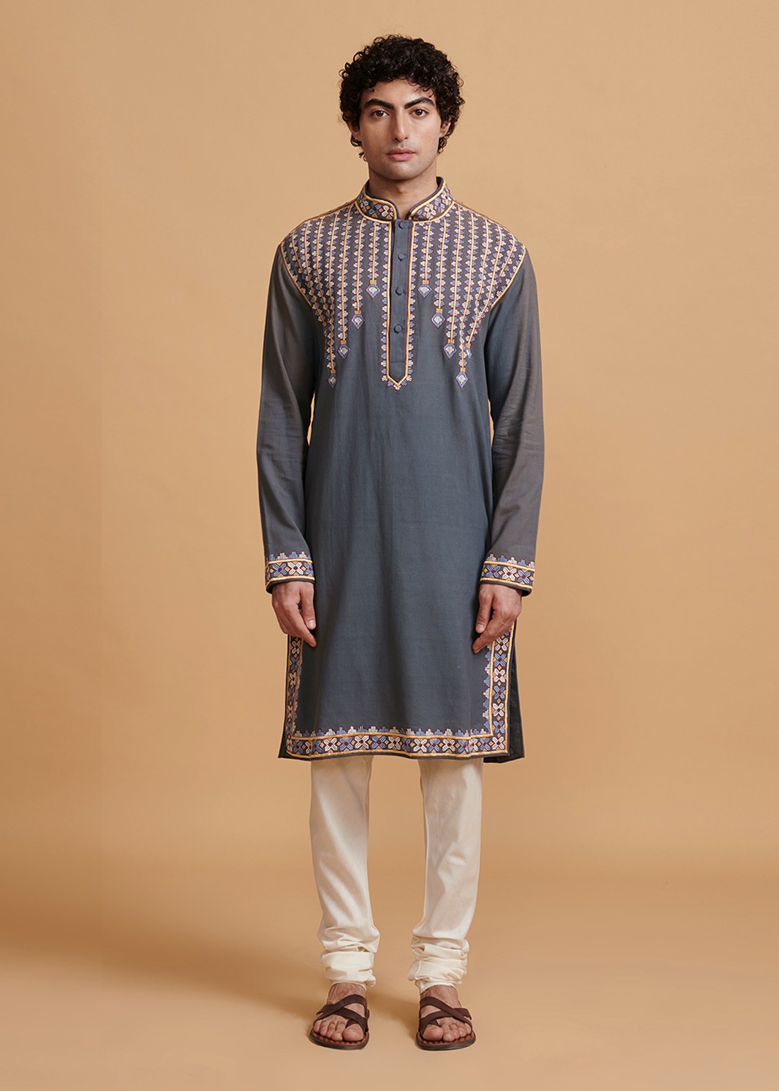 Grey Aztec Kurta