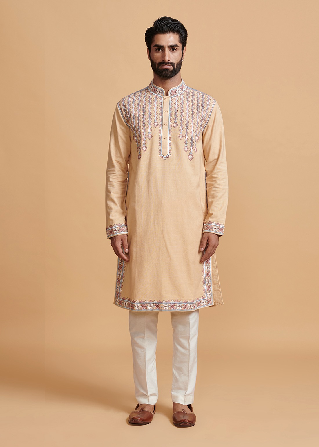 Beige Aztec Kurta