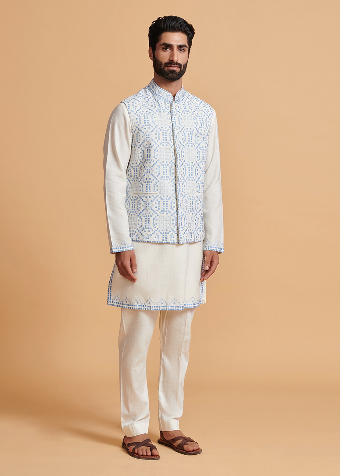 Off White Bandhani Bundi