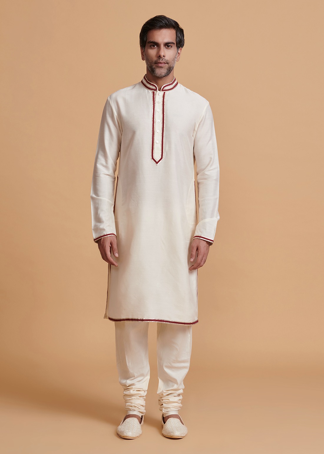 Off White Floral Kurta