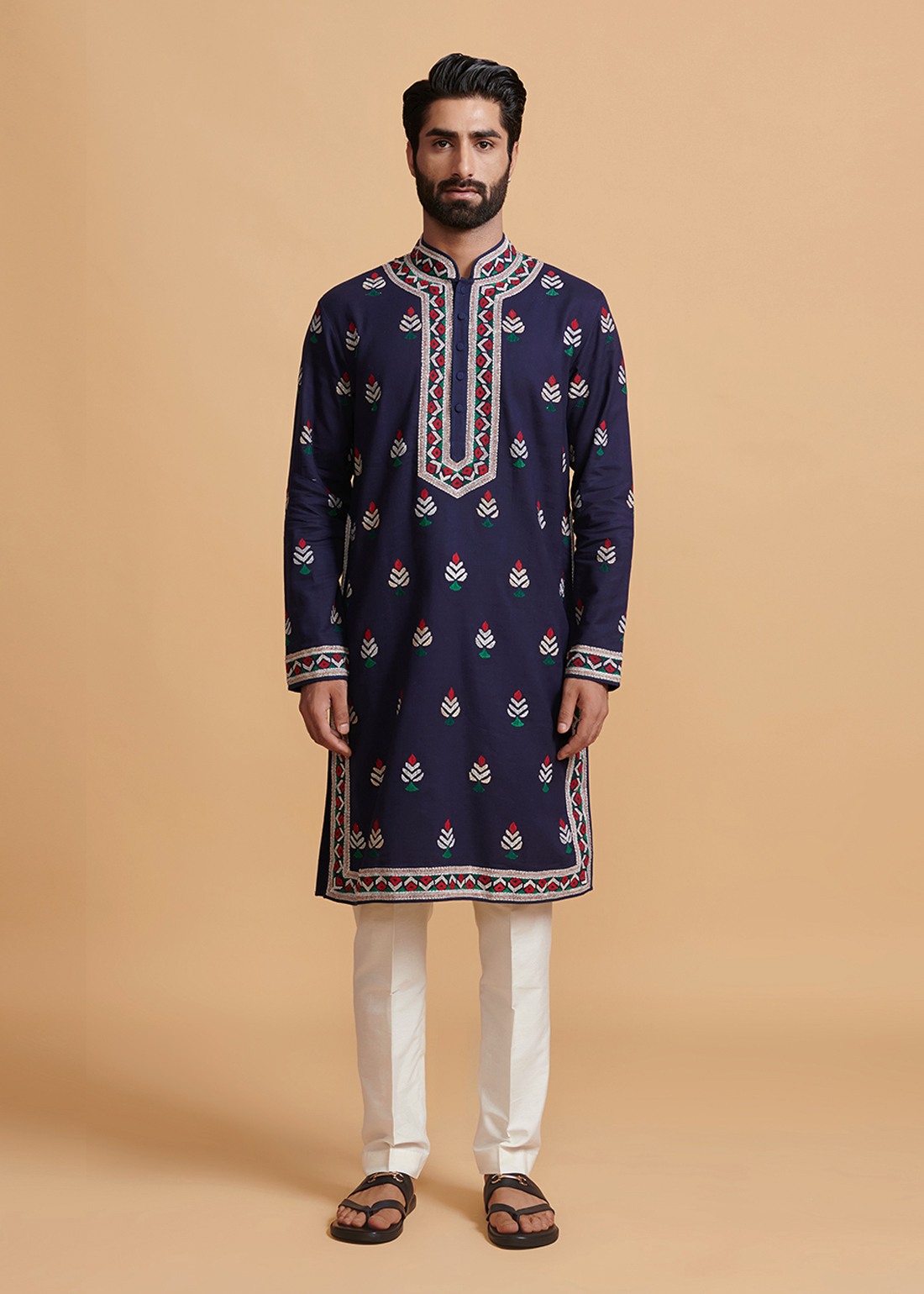 Navy Blue Resham Kurta