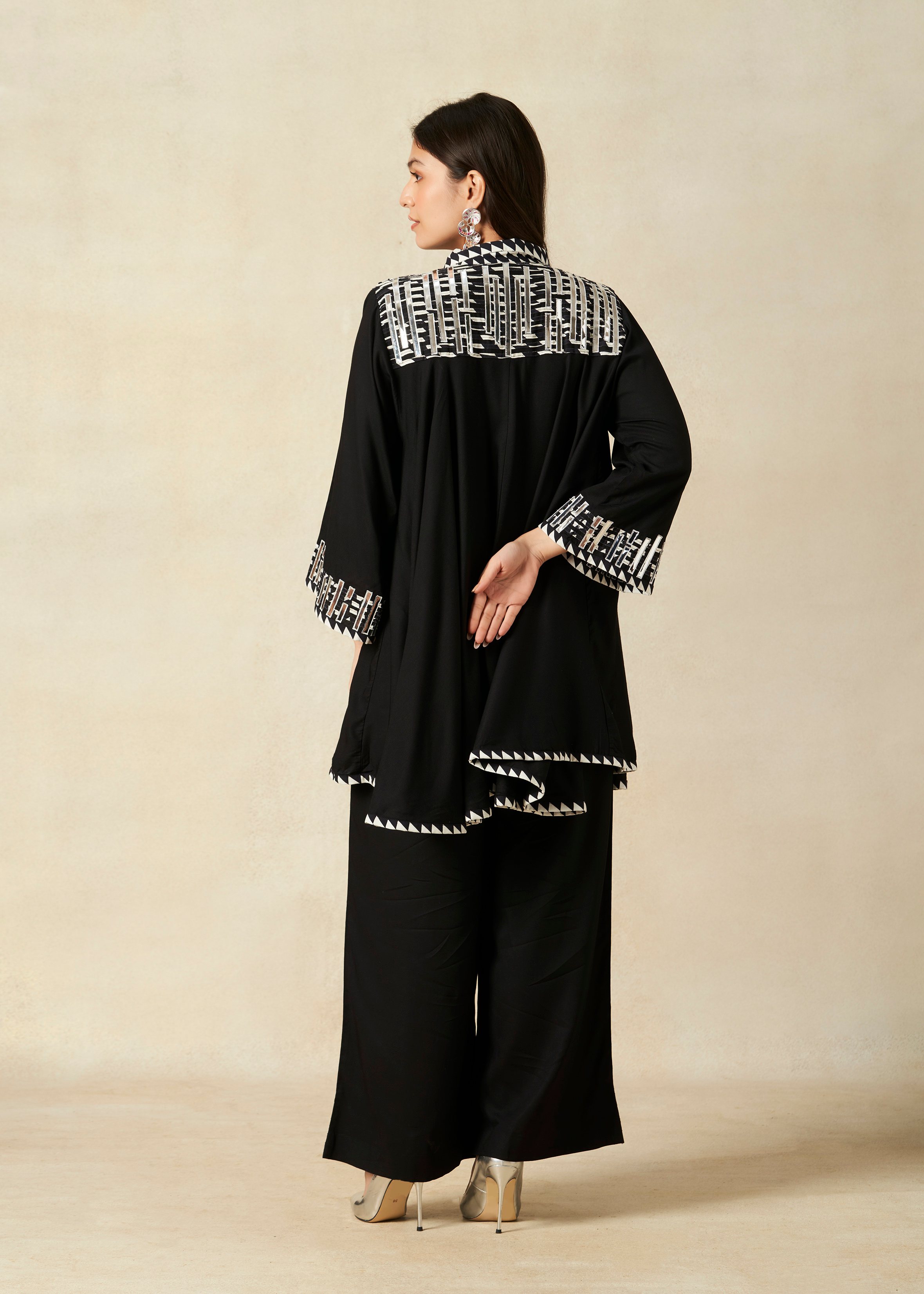 Black Collared Tunic Set