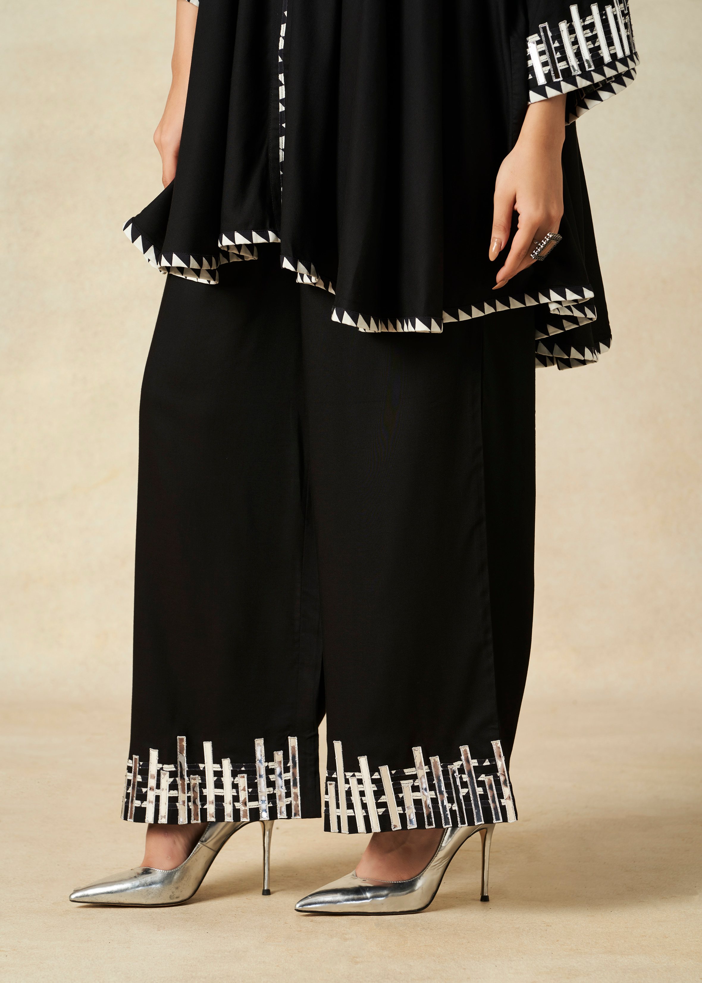 Black Collared Tunic Set