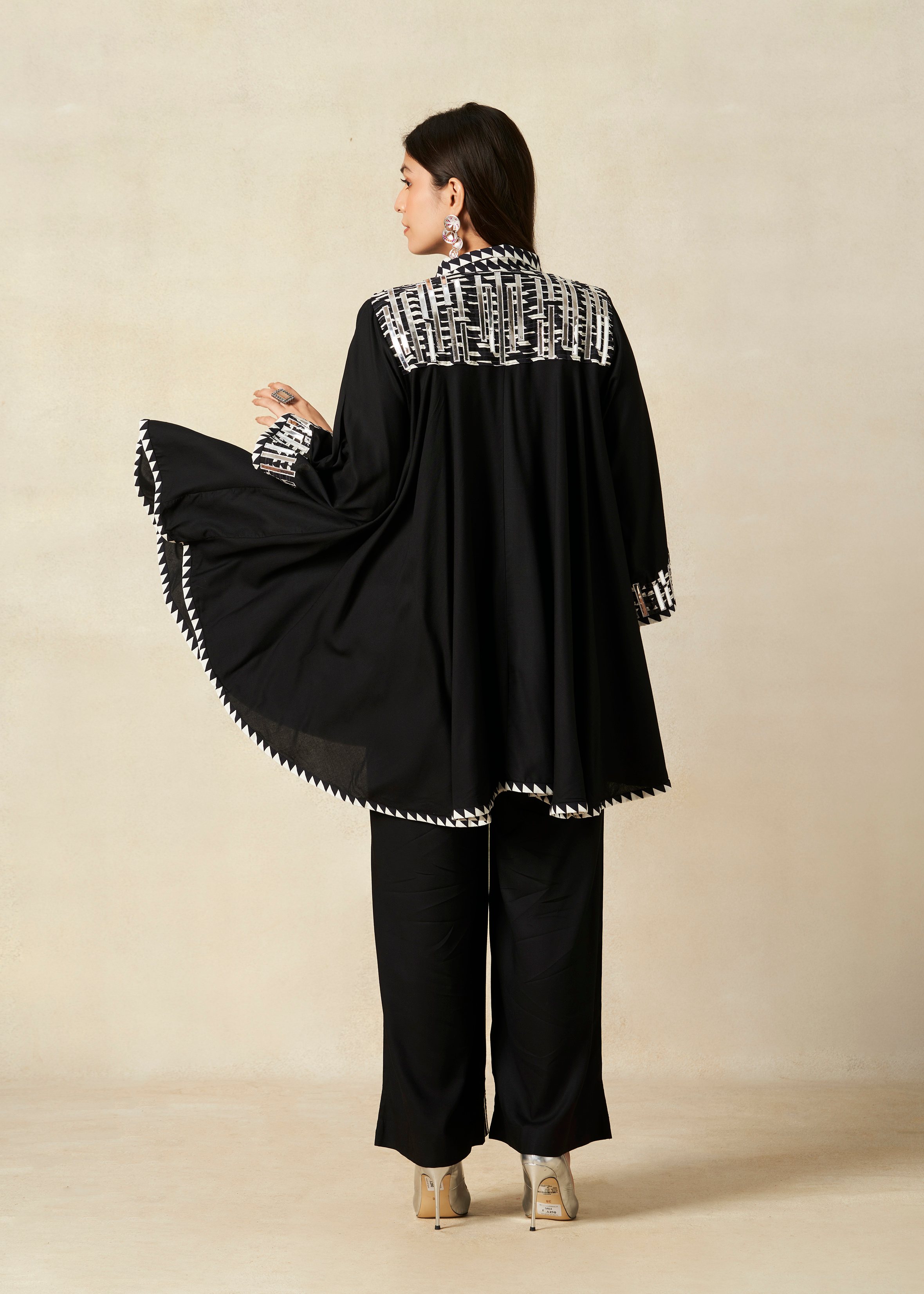 Black Collared Tunic Set