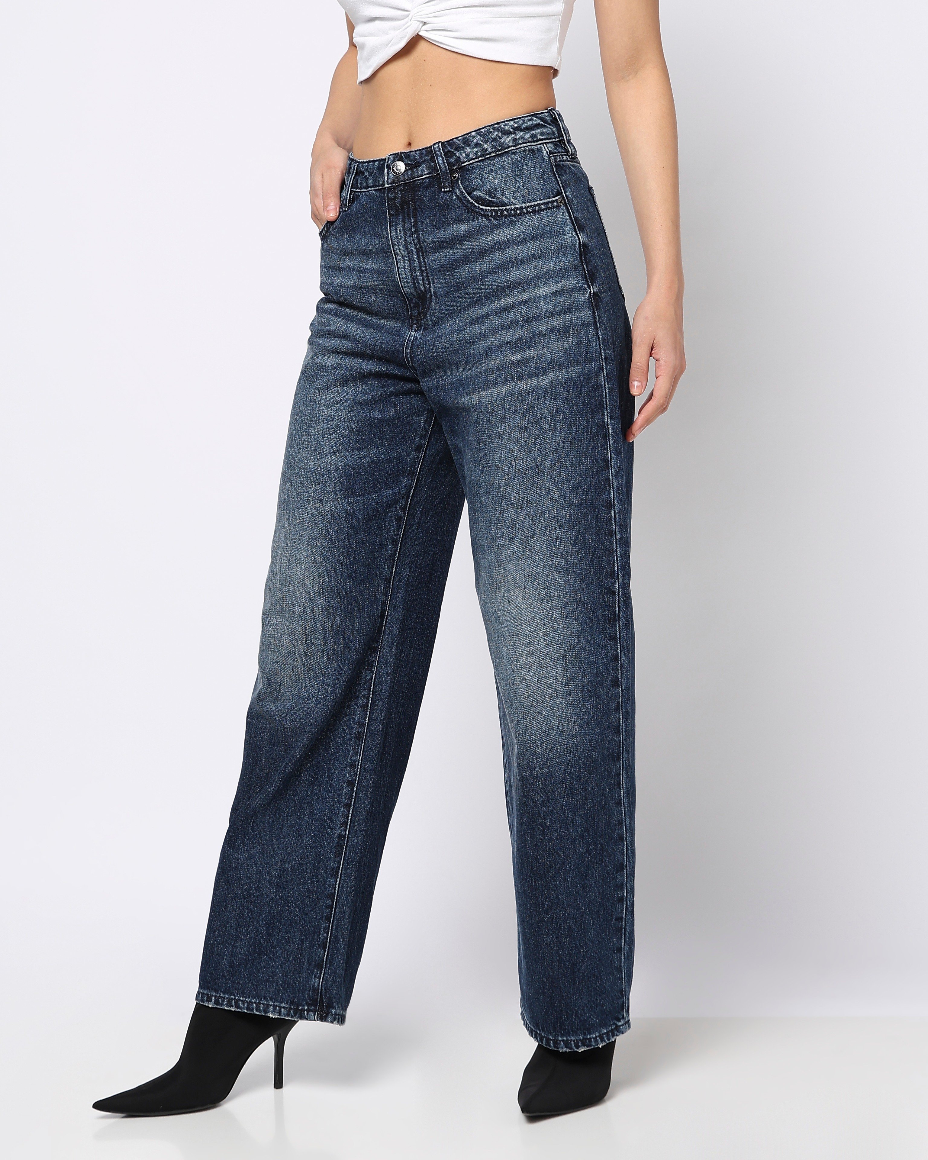 デニム・ジーパン ARMANI EXCHANGE Woman Jeans Denim XW000308AF12091 MB002 サイドパネルディテール ミディアムアブルーウォッシュデニム