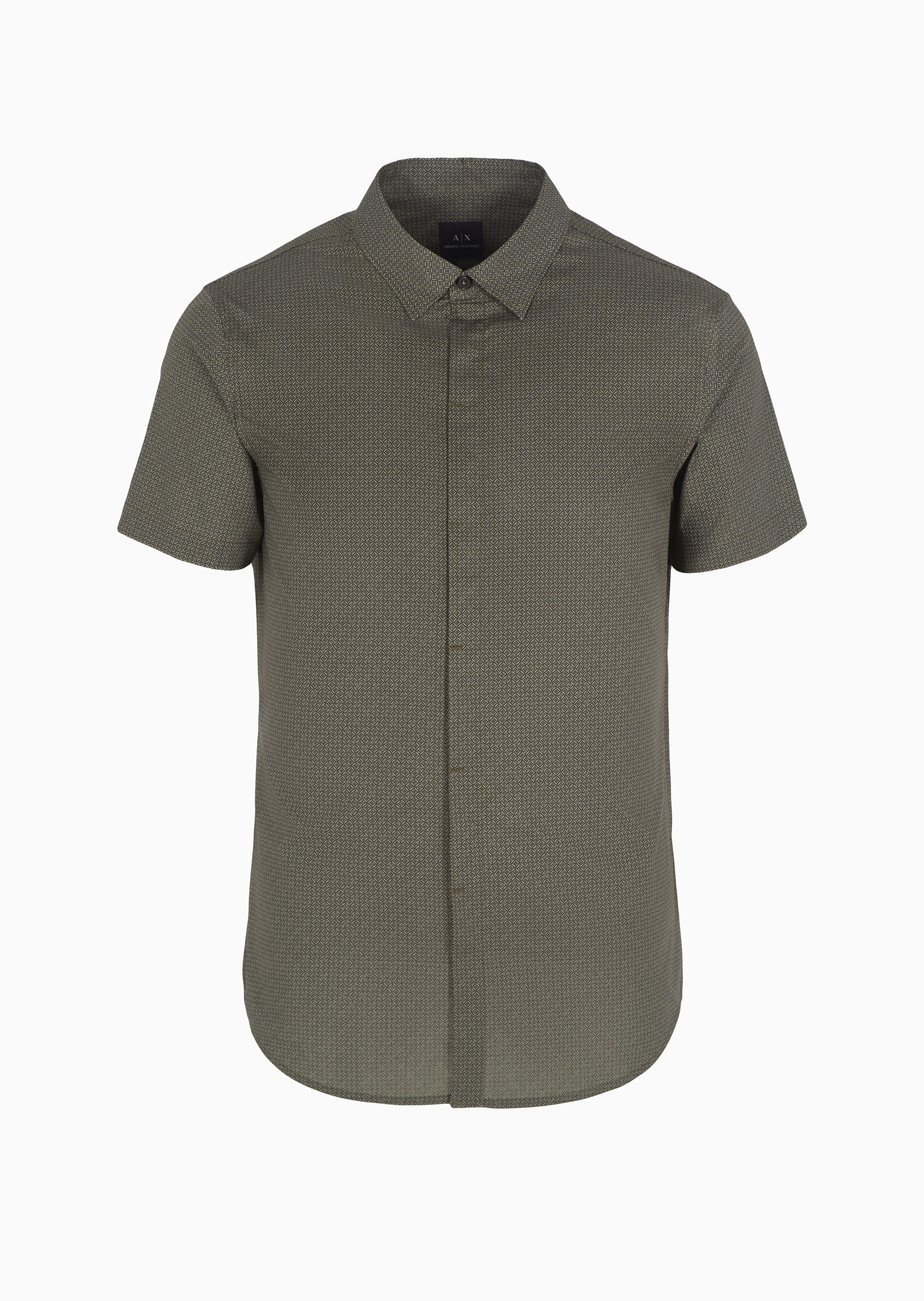 Armani Classics Slim Fit Green Cotton Stretch Shirt