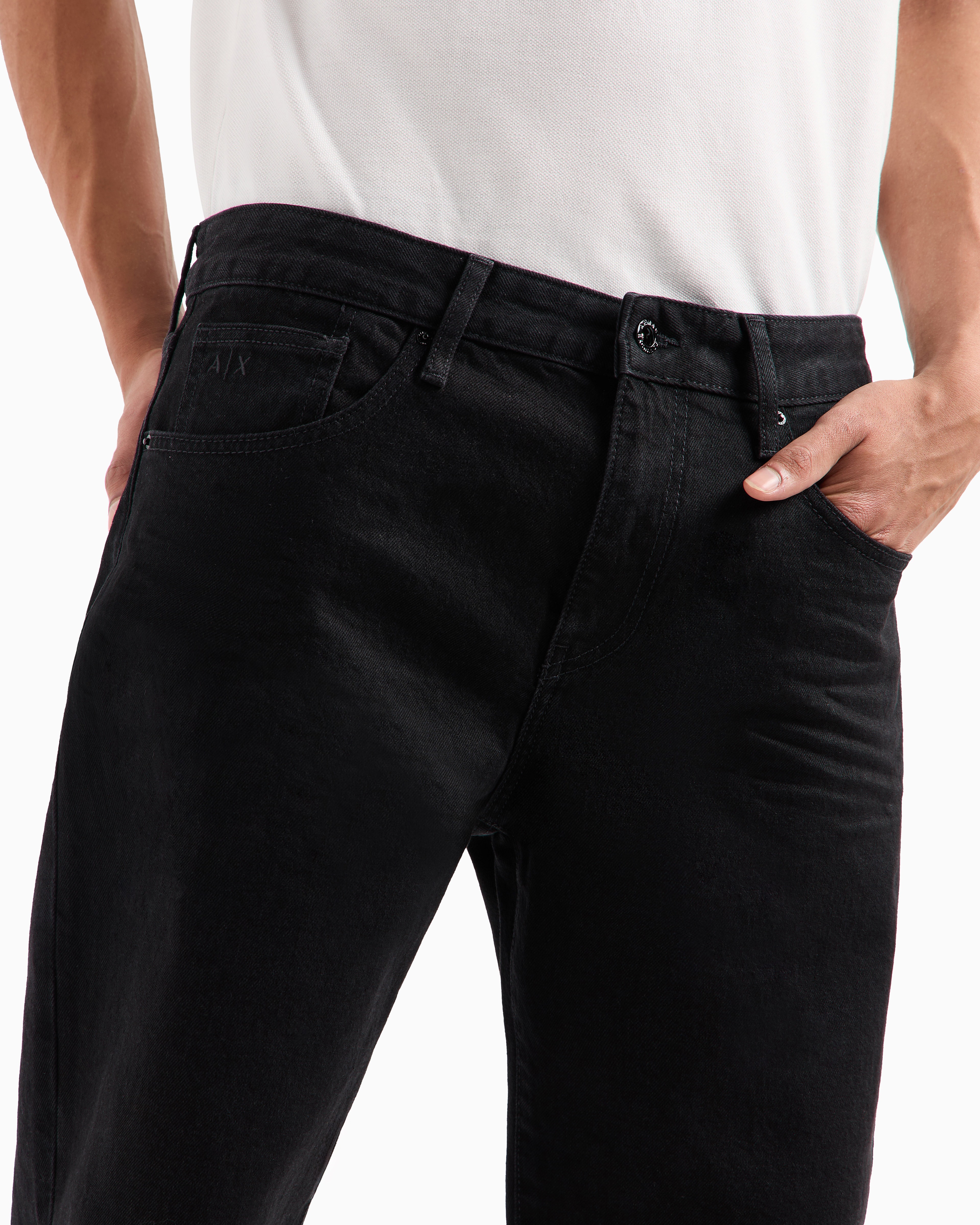 Mens black armani skinny jeans top