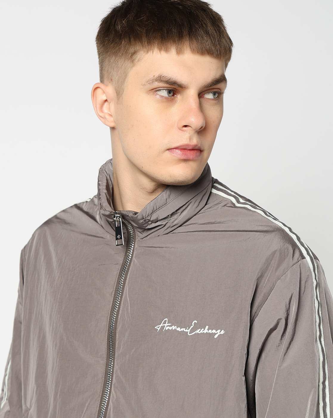 Men Grey Signature Regular Fit Front Open Jackets