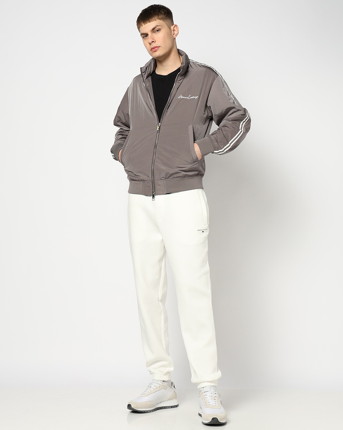 Men Grey Signature Regular Fit Front Open Jackets