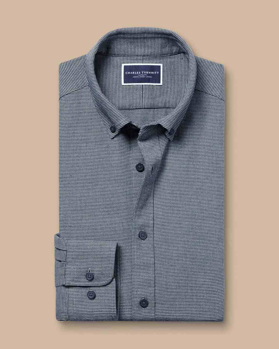 Button-Down Collar Dobby Flannel Shirt - Airforce Blue