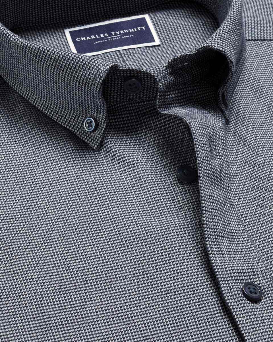 Button-Down Collar Dobby Flannel Shirt - Airforce Blue