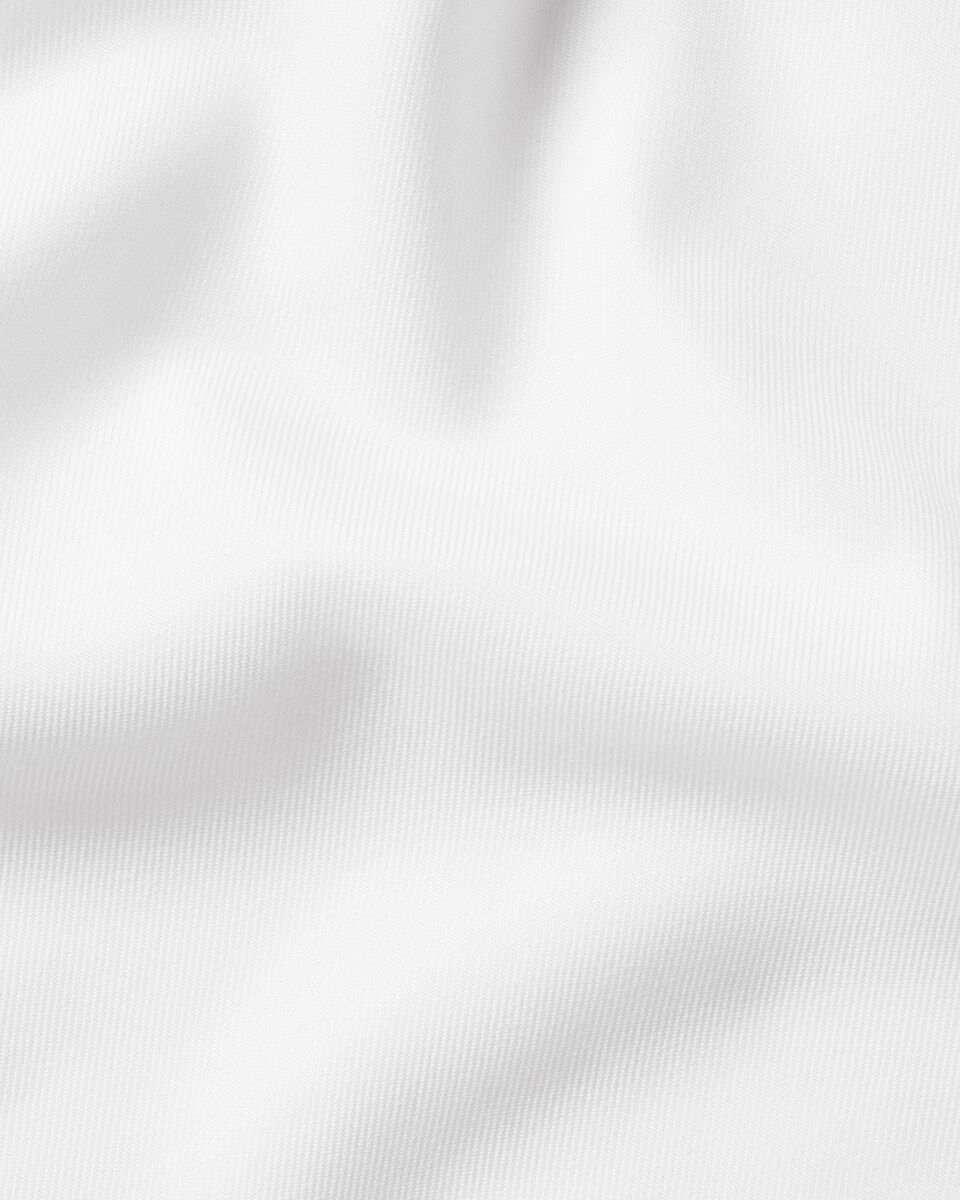 Semi-Cutaway Non-Iron Collar Twill Shirt with Printed Trim - White