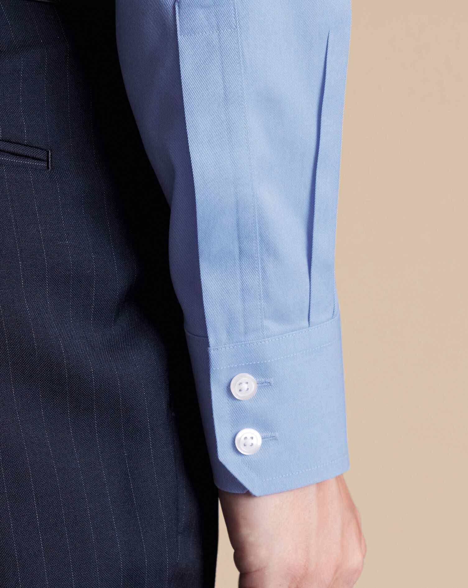 Cutaway Collar Non-Iron Twill Shirt - Cornflower Blue