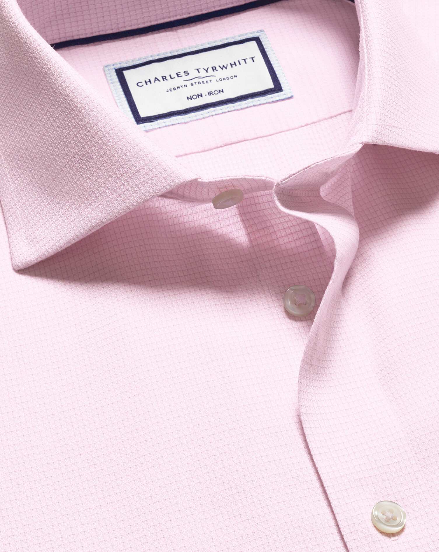 Cutaway Collar Non-Iron Stretch Kensington Weave Shirt - Pink