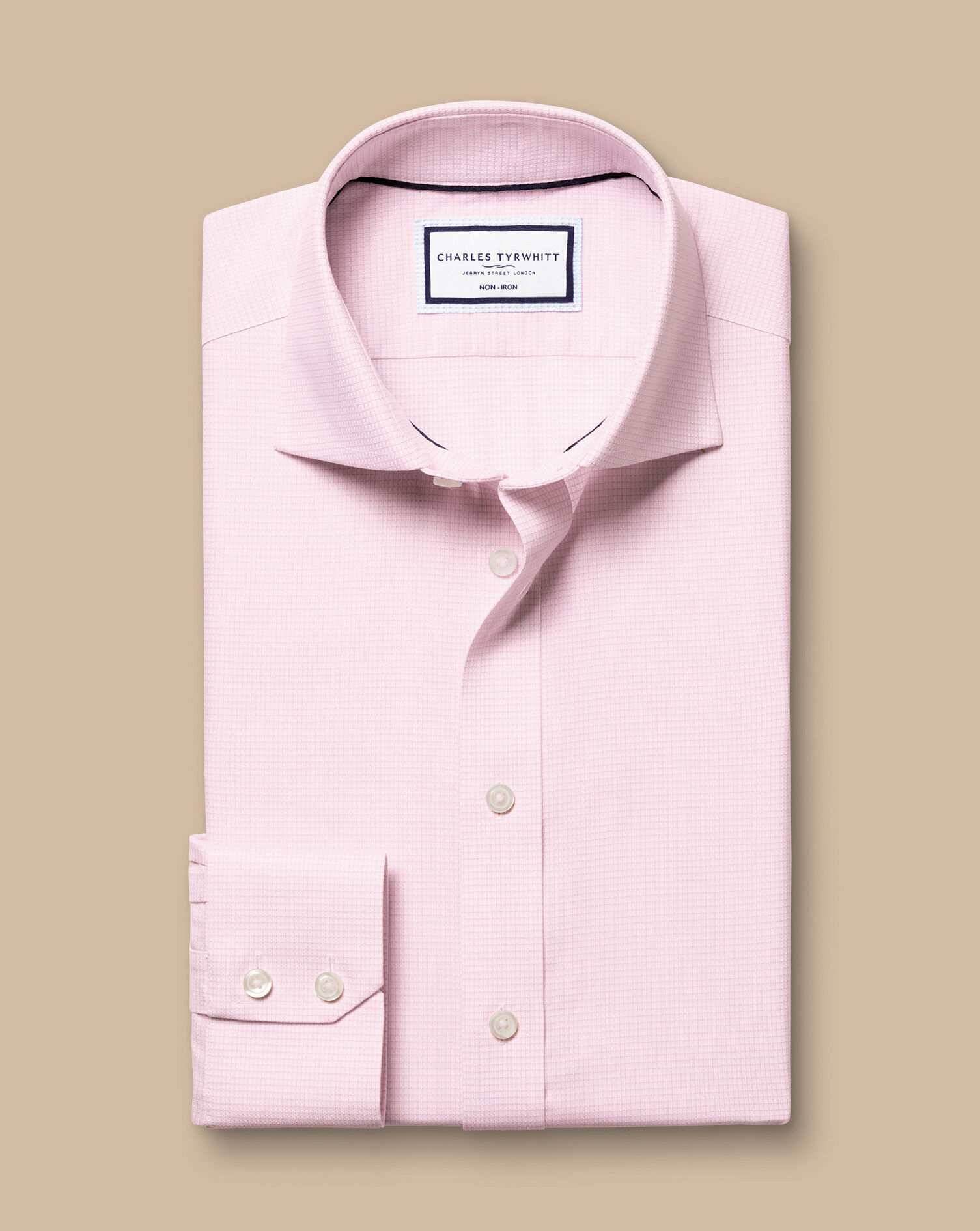 Cutaway Collar Non-Iron Stretch Kensington Weave Shirt - Pink
