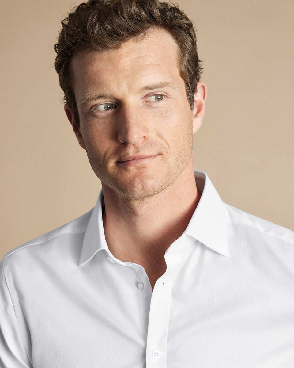 Luxury Ascot Weave Shirt - White