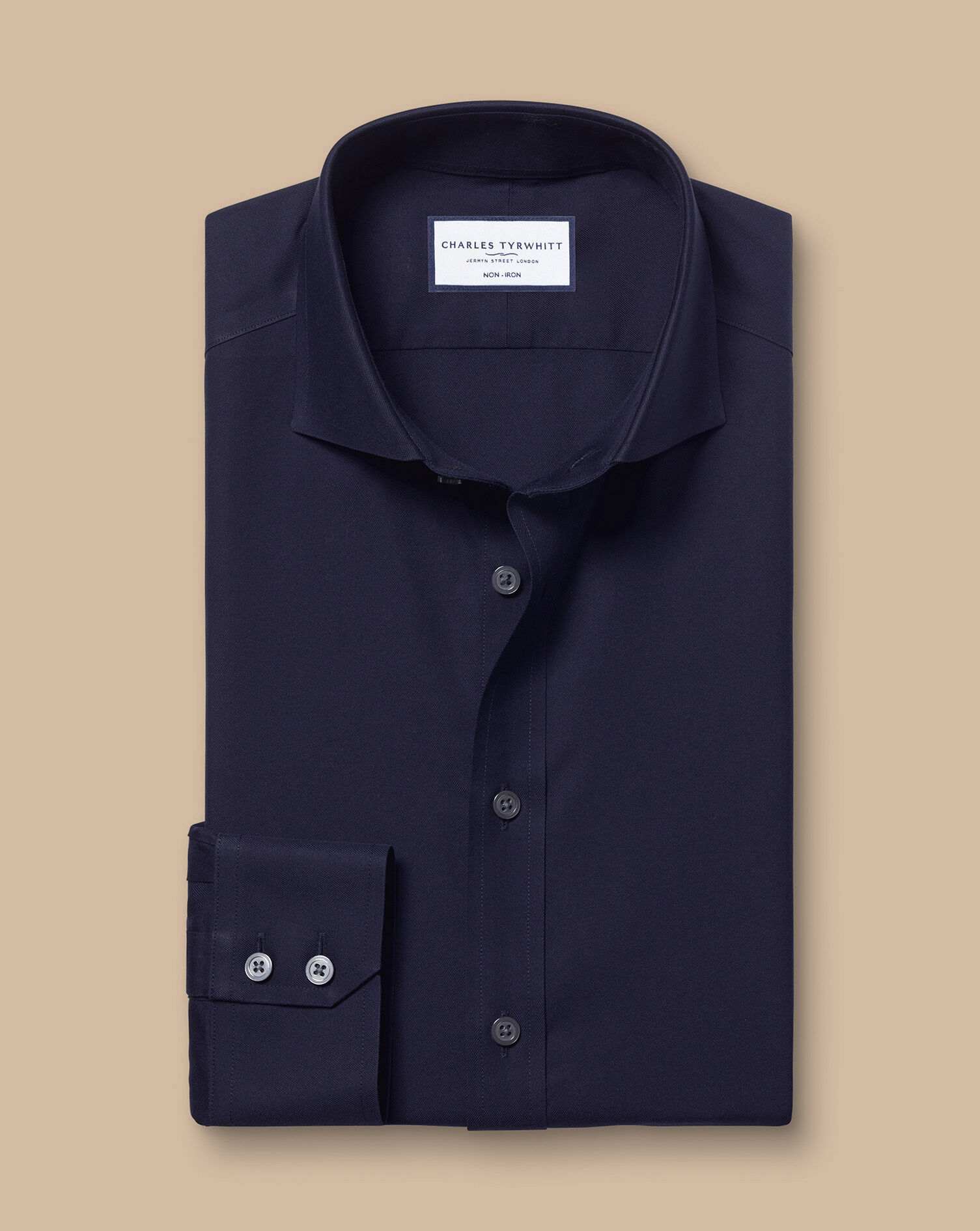 Cutaway Collar Non-Iron Twill Shirt - Navy