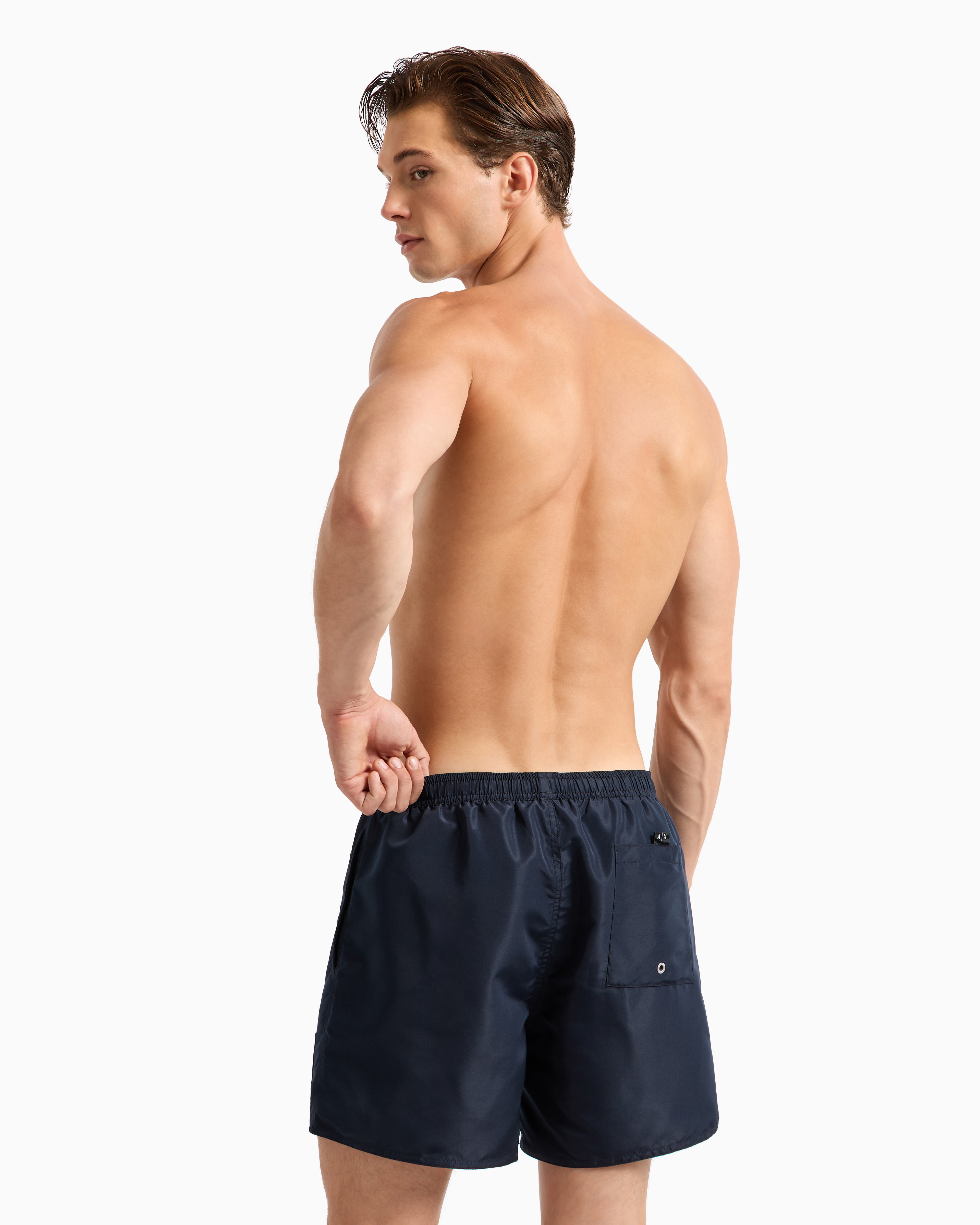 Embossed Patch Polyester Blu Navy Boxer