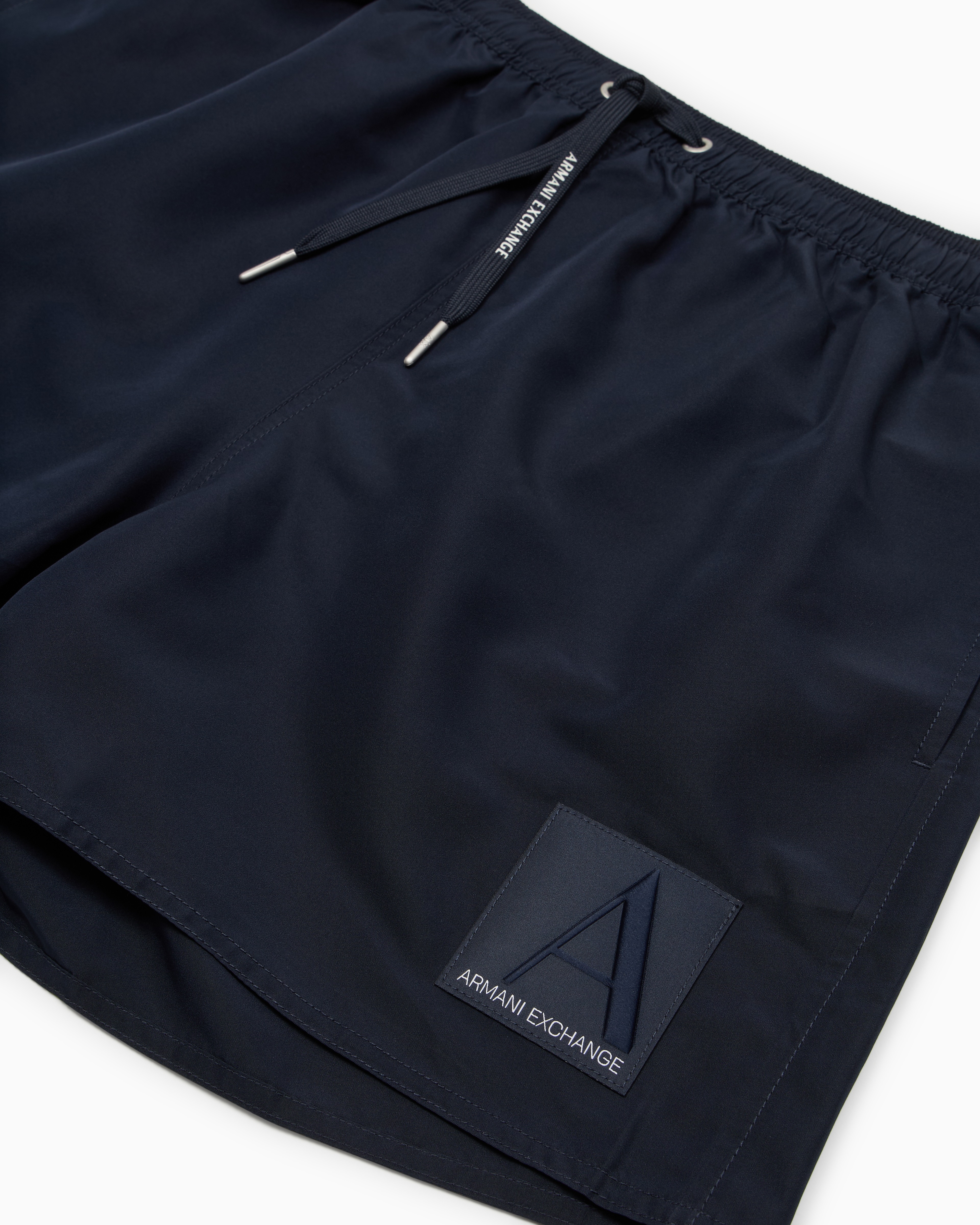 Embossed Patch Polyester Blu Navy Boxer