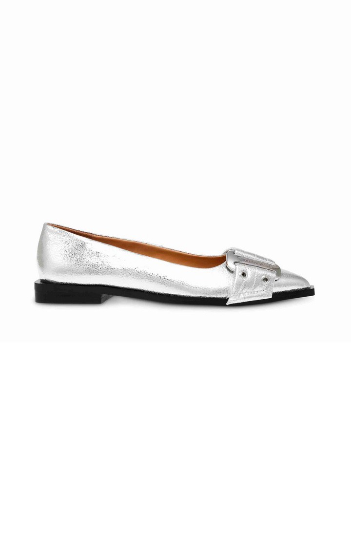 Grail Silver Closed Flats & Ballerinas