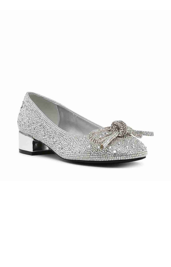 Celesta Silver Closed Flats & Ballerinas
