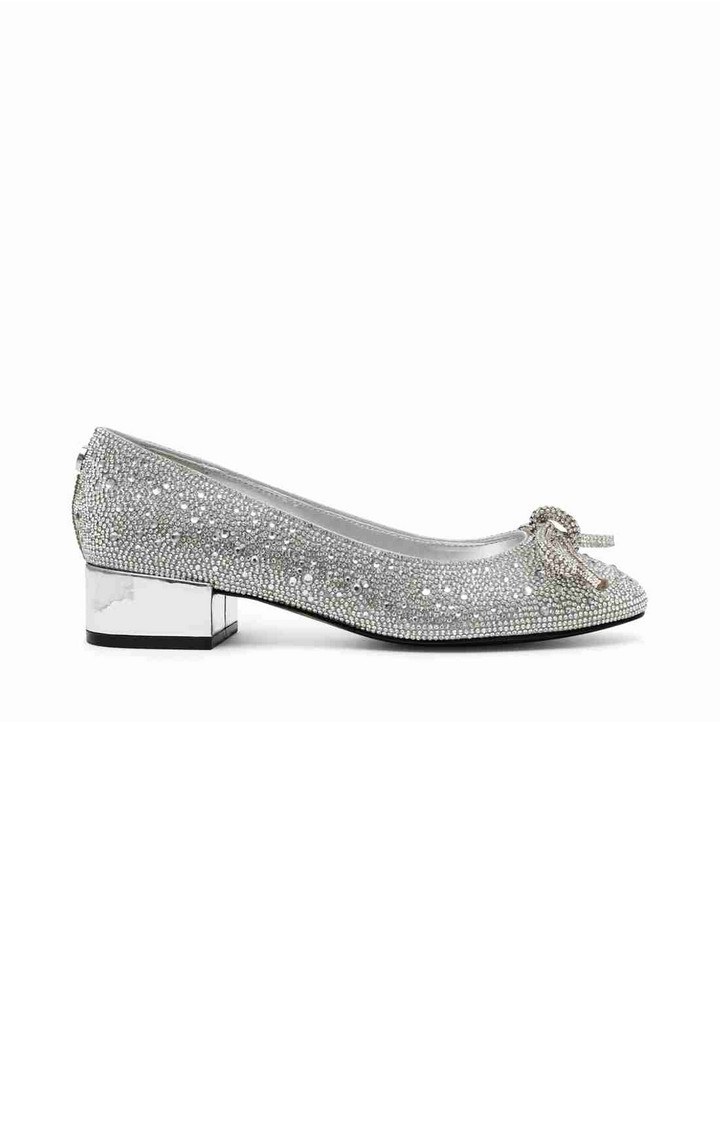 Celesta Silver Closed Flats & Ballerinas
