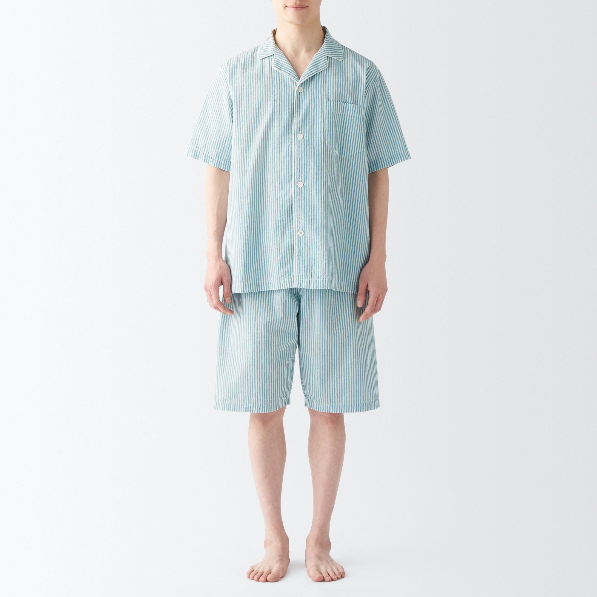 MUJI | Side seamless sucker Short Sleeve pajamas