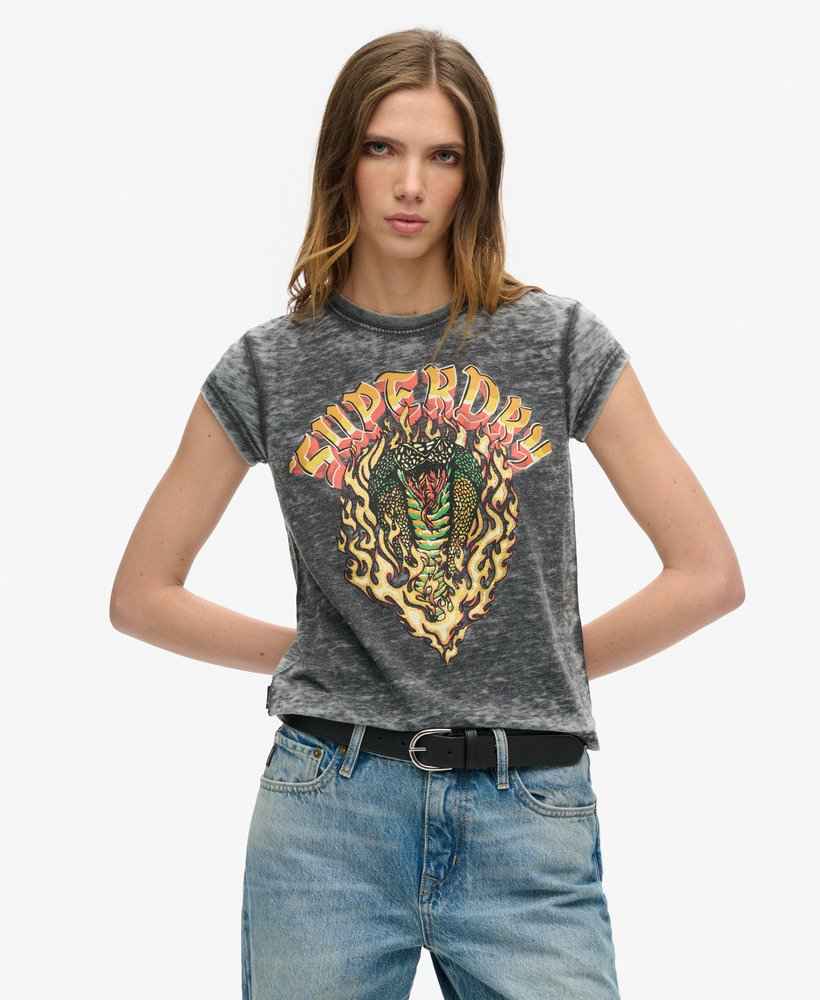 BIKER ROCK GRAPHIC CAP SLV TEE