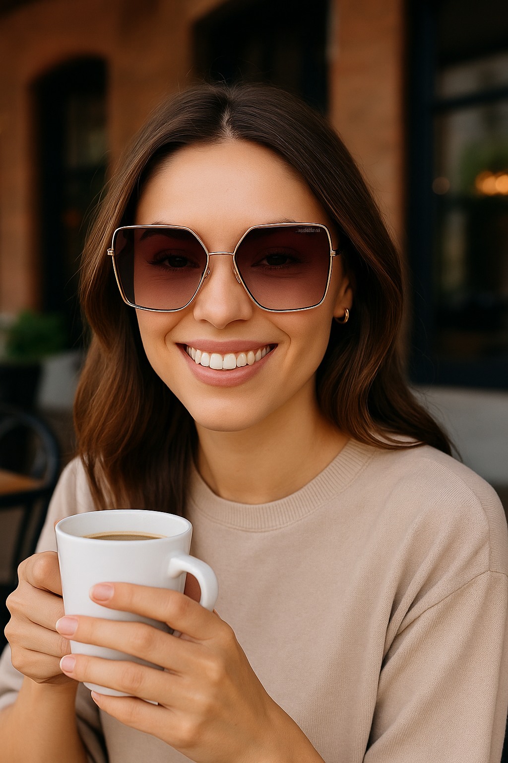 X17460 Shiny Gold-Crystal Brown  Sunglasses