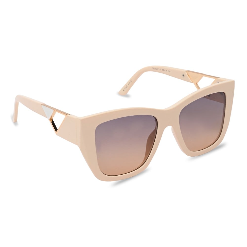 X17462 Off White Opaque-Shiny Gold Sunglasses